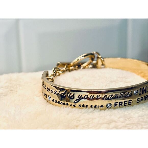 BCBG Gold Inspiration Rhinestone Cuff Bracelet Costume Jewelry Buy 3/$18 - Picture 2 of 6